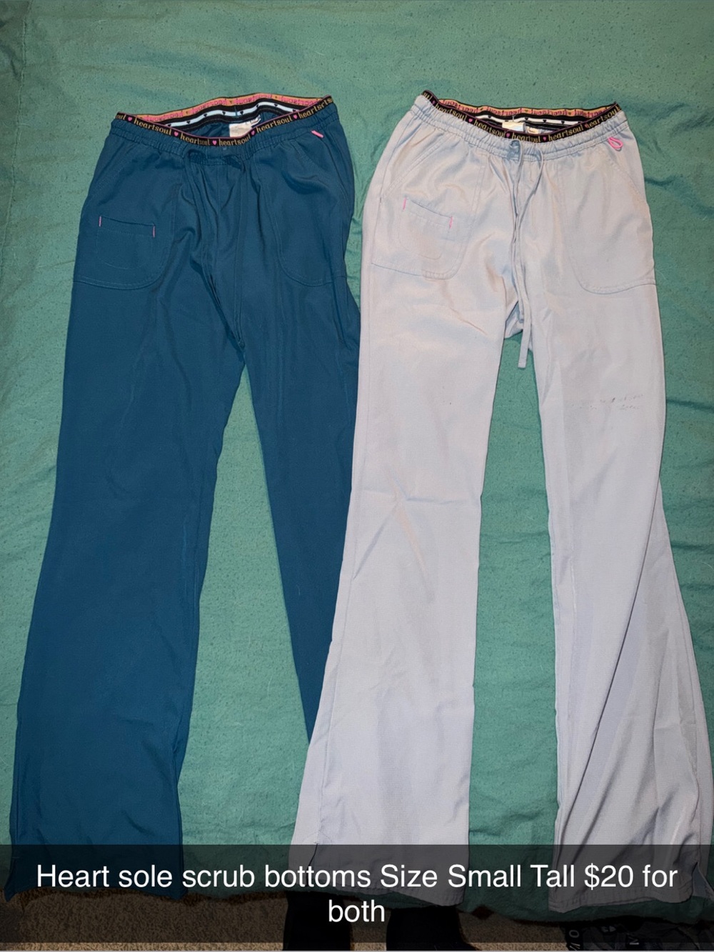 HeartSoul Scrub Bottoms - Teal & Light grey